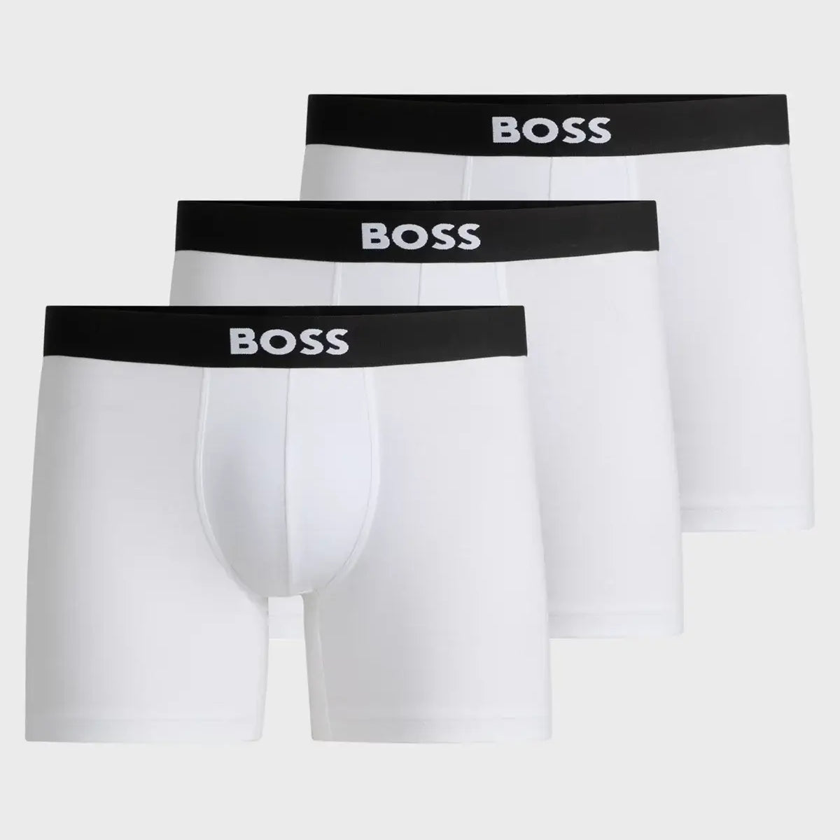 BOSS One 3‑Pack Stretch-Cotton Regular Rise Boxer Briefs , White