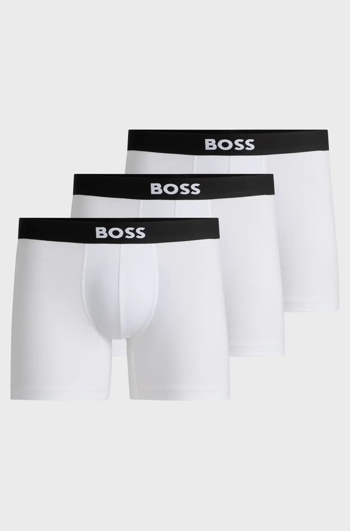 BOSS One 3‑Pack Stretch-Cotton Regular Rise Boxer Briefs , White
