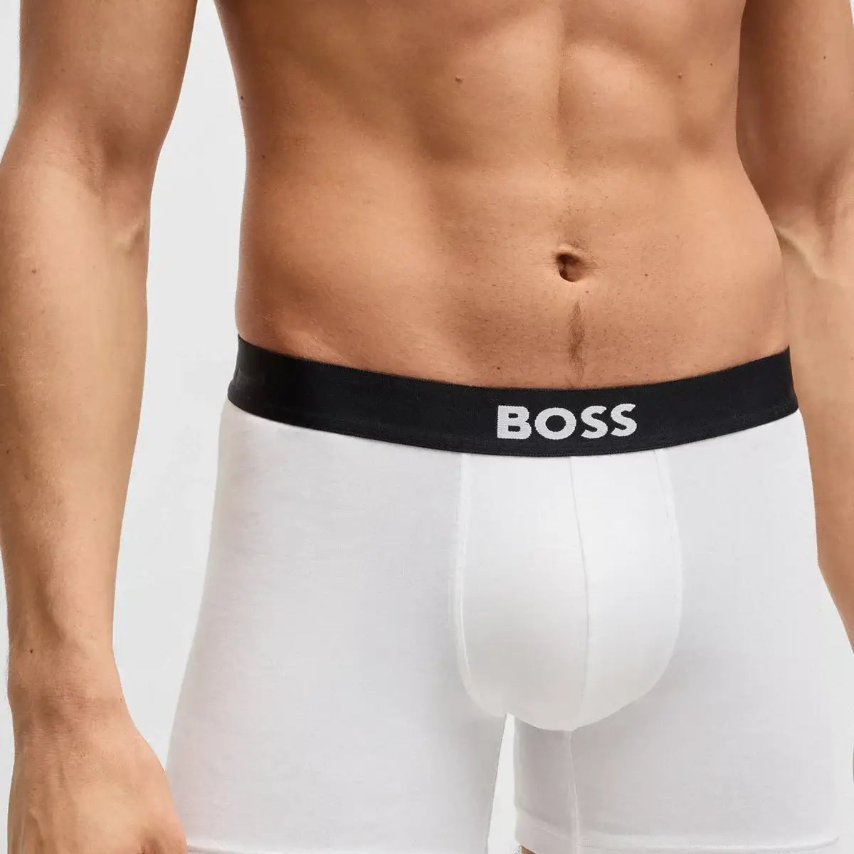 BOSS One 3‑Pack Stretch-Cotton Regular Rise Boxer Briefs , White