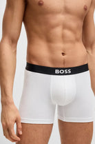 BOSS One 3‑Pack Stretch-Cotton Regular Rise Boxer Briefs , White