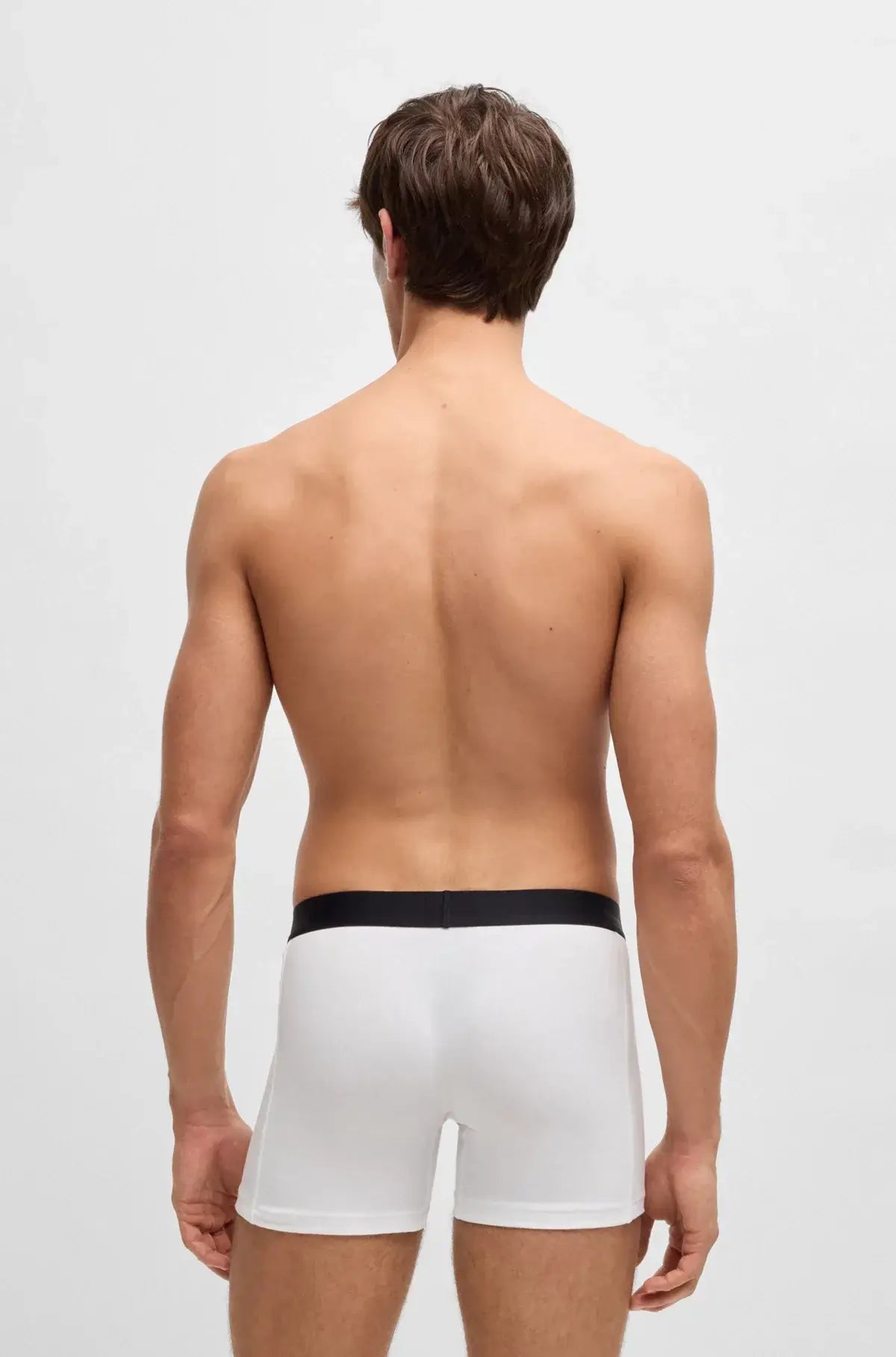 BOSS One 3‑Pack Stretch-Cotton Regular Rise Boxer Briefs , White
