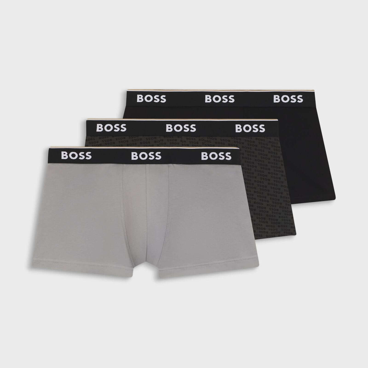 BOSS Power Design 3 Pack Stretch Cotton Trunks - Black / Grey Multi
