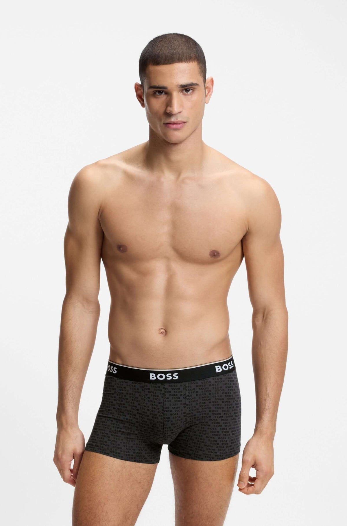 BOSS Power Design 3 Pack Stretch Cotton Trunks - Black / Grey Multi