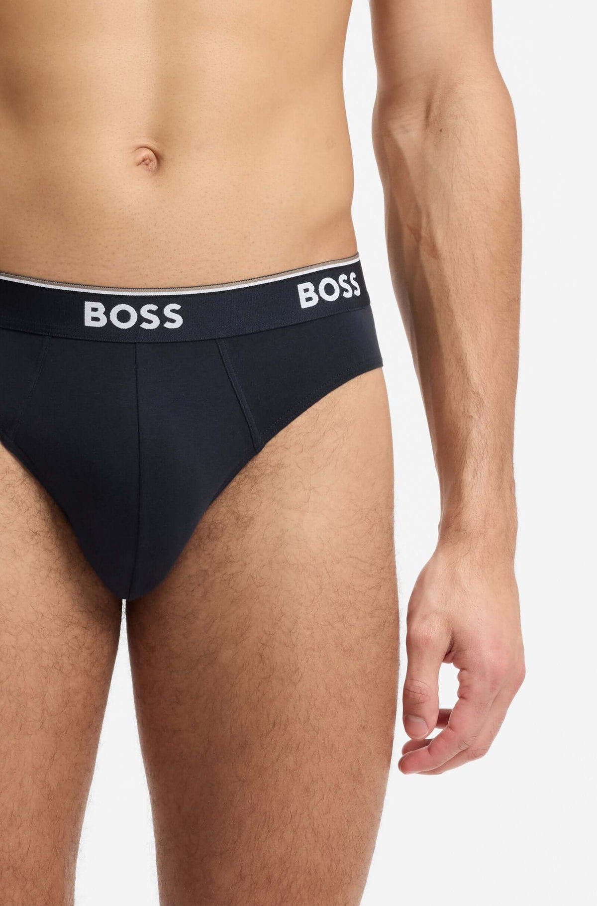 BOSS 3 Pack Stretch Cotton Briefs with Logo Waistband