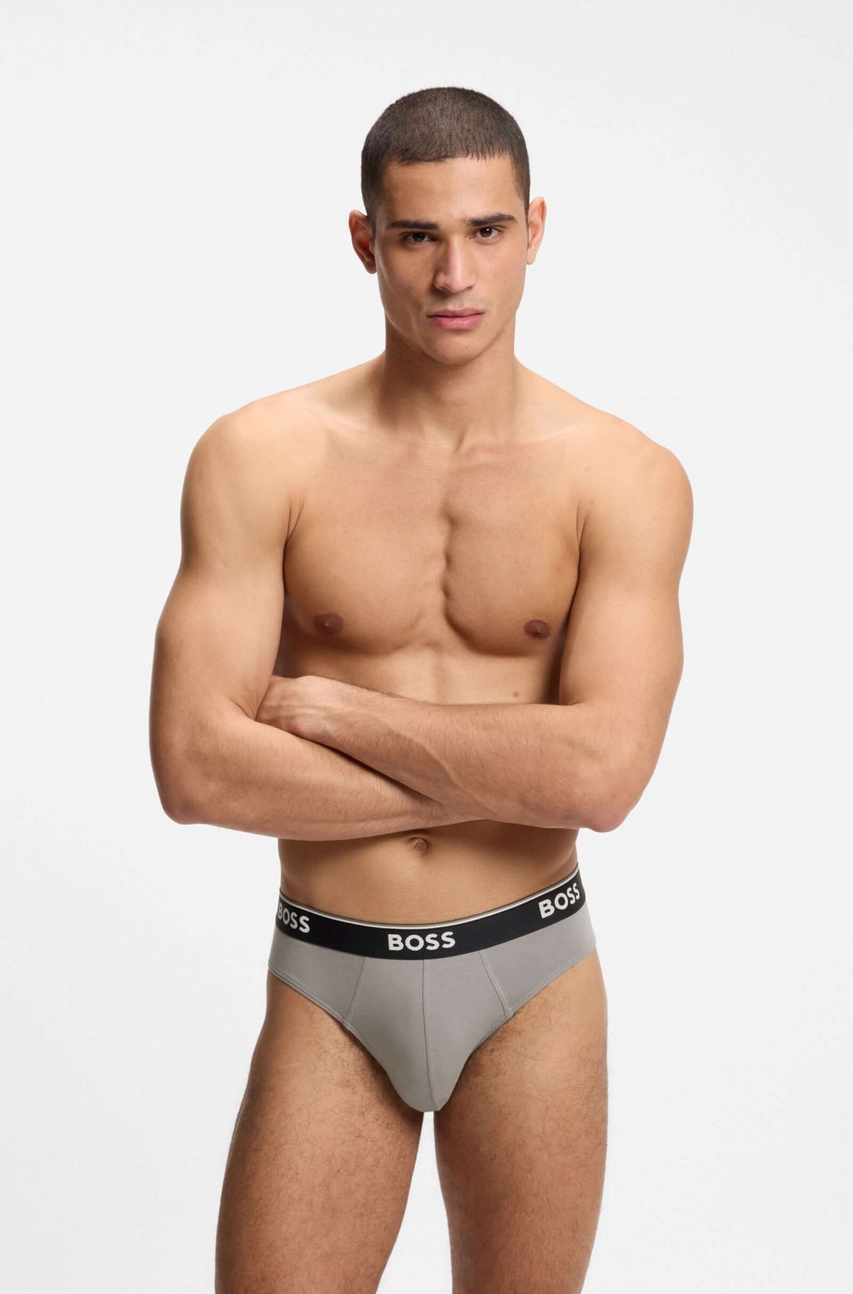 BOSS 3 Pack Stretch Cotton Briefs with Logo Waistband
