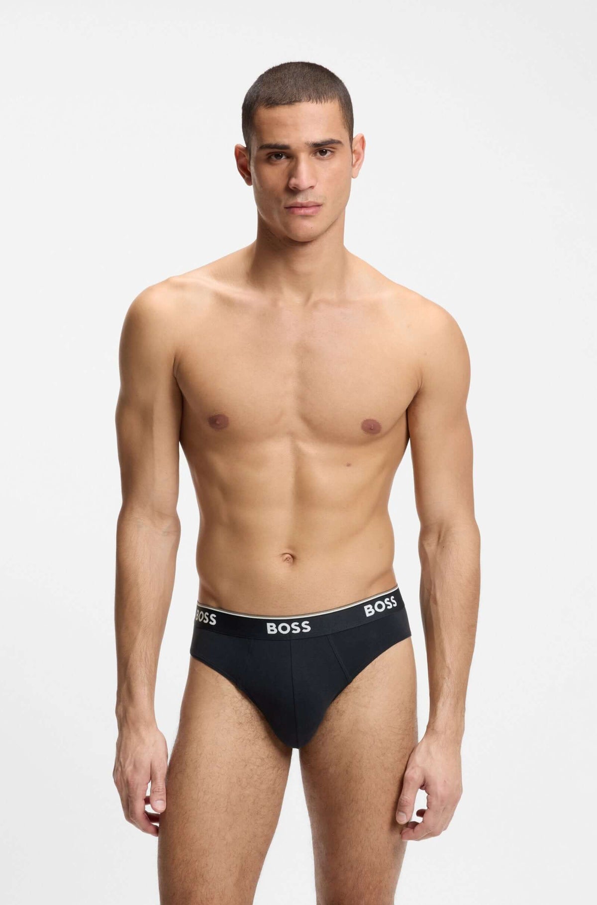 BOSS 3 Pack Stretch Cotton Briefs with Logo Waistband