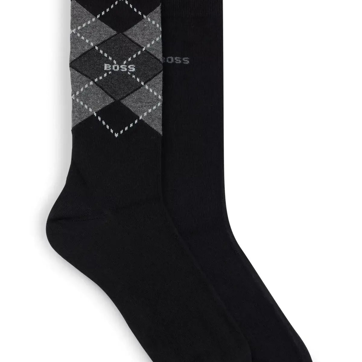 Boss 2 Pack Argyle Socks in a Cotton Blend - Black