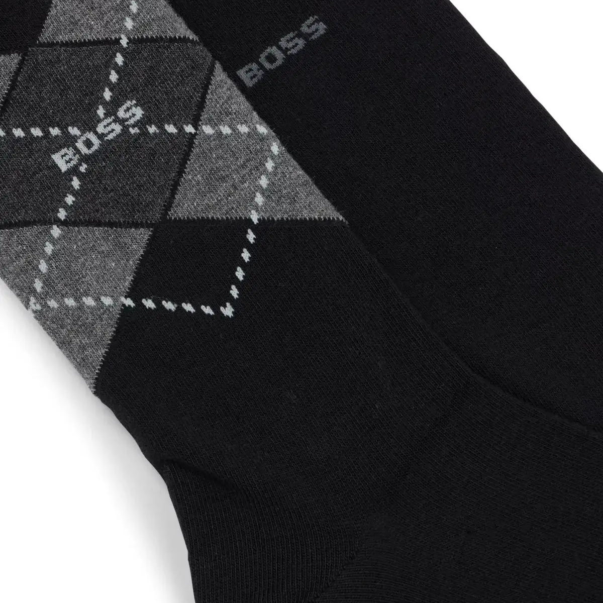 Boss 2 Pack Argyle Socks in a Cotton Blend - Black
