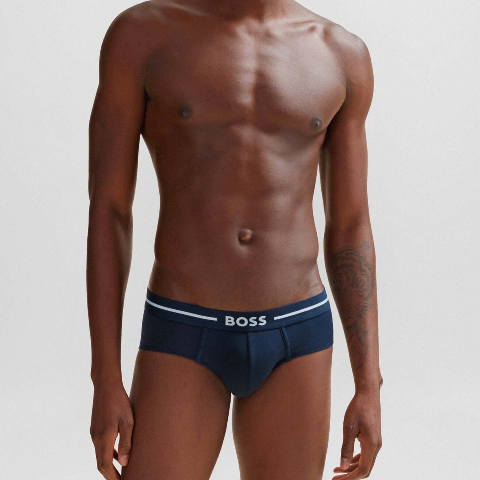 BOSS Men's 3 Pack Stretch Cotton Bold Briefs - Black/Navy/Charcoal