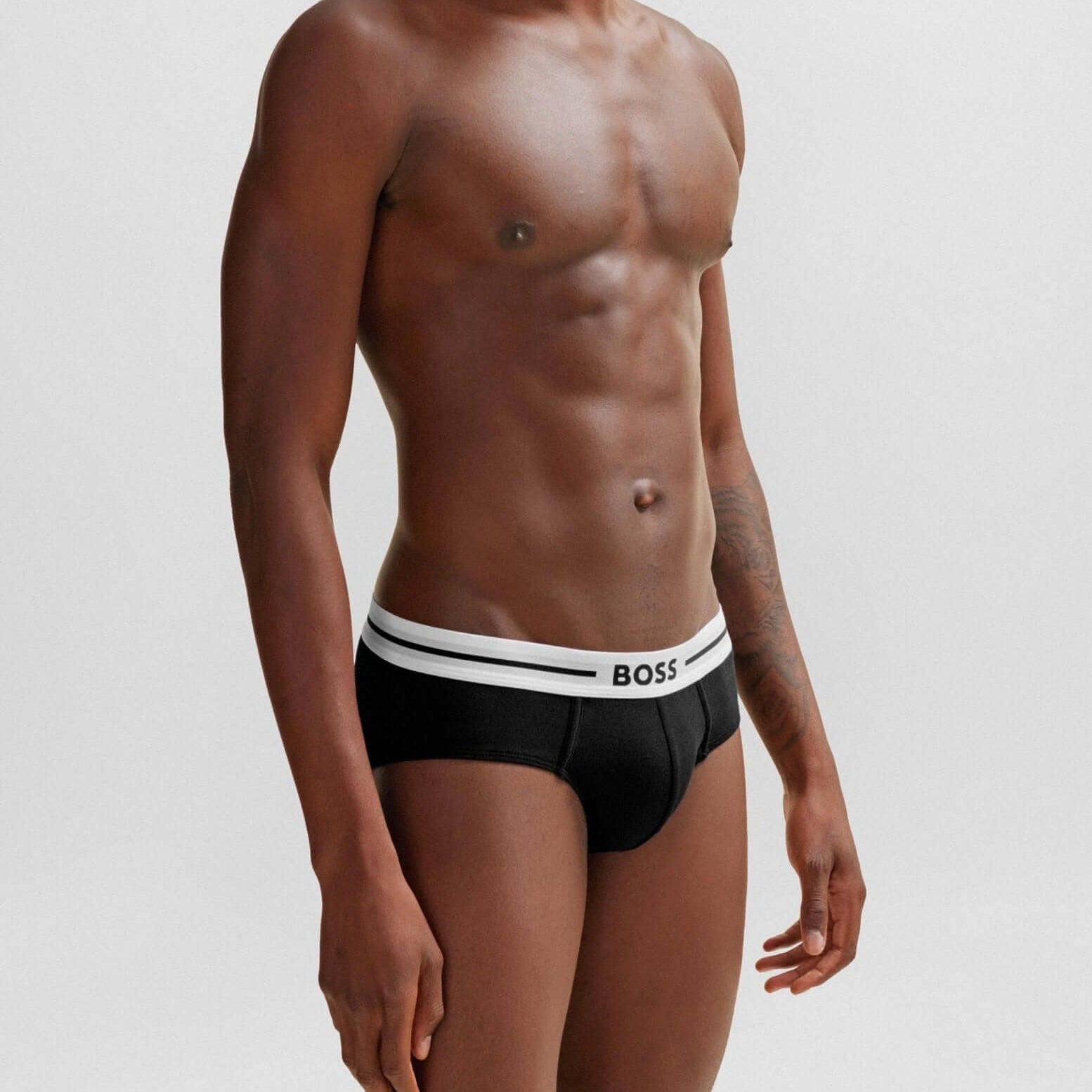 BOSS Men's 3 Pack Stretch Cotton Bold Briefs - Black/Navy/Charcoal