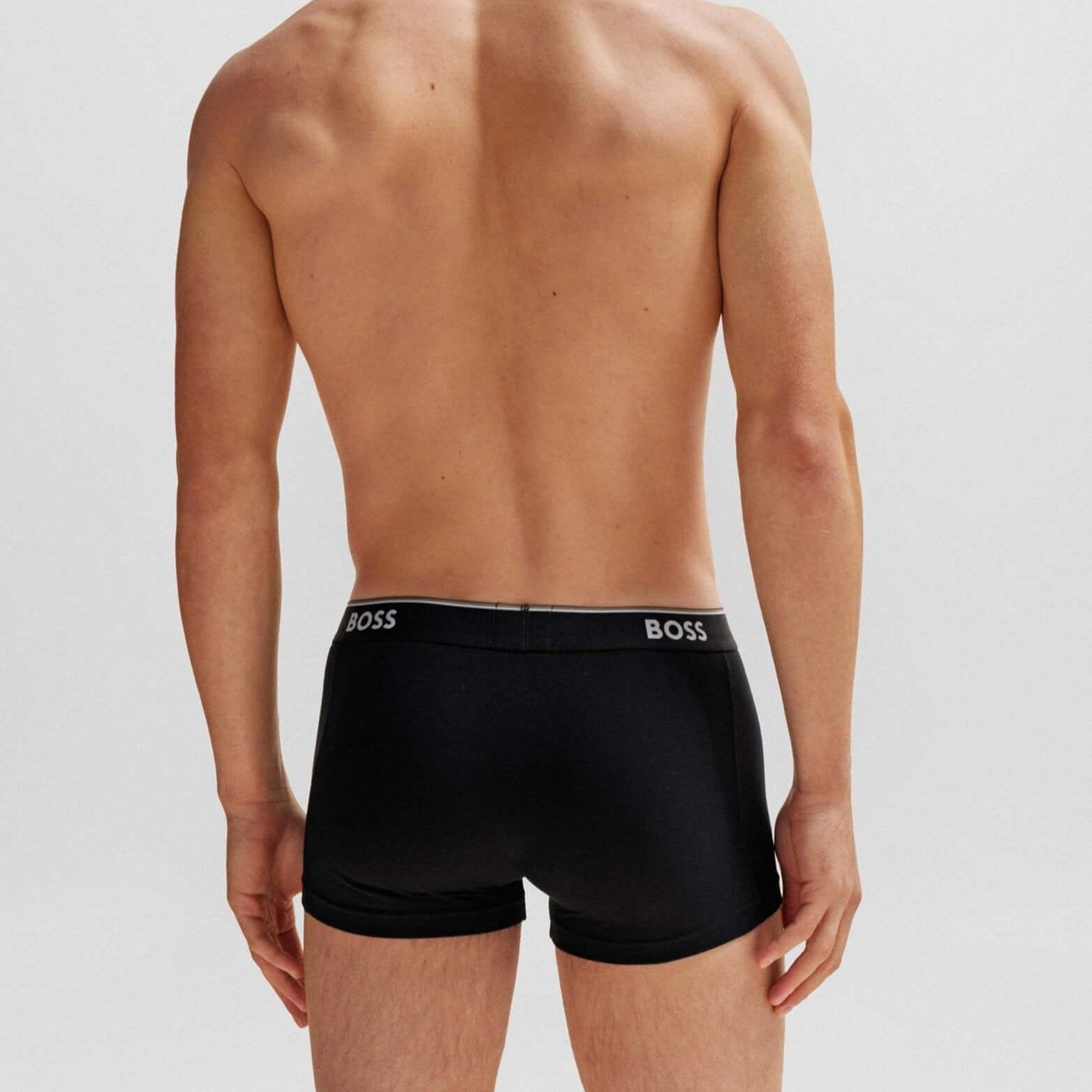 Boss 3 Pack of Stretch Cotton Trunks - Black, Blue, Print with Logo waistbands