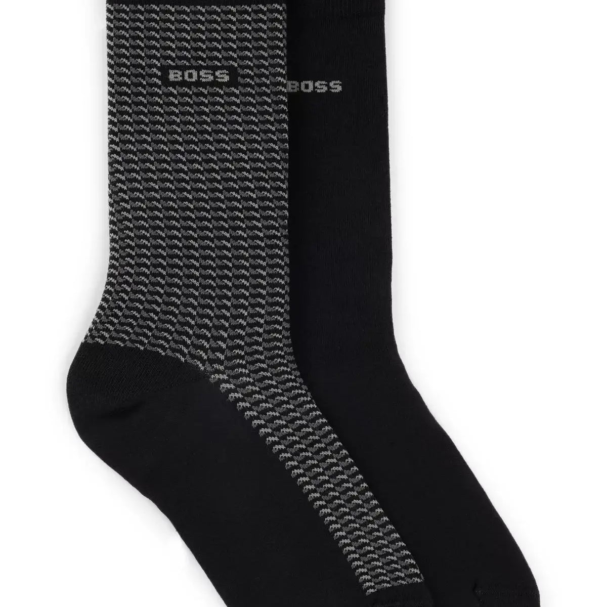 Boss 2 Pack Mini Geom Cotton Blend Socks - Black