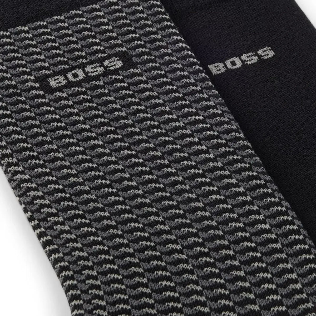 Boss 2 Pack Mini Geom Cotton Blend Socks - Black