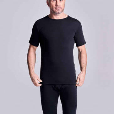 HJ Hall Cotton Rich Thermal Short Sleeve T-shirt - Black