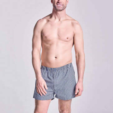 HJ Hall 2 Pack Pure Cotton Woven Boxers - Navy Checks