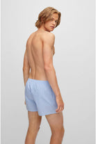 Boss 2 Pack Woven Boxers / Pyjama Shorts - Blue Check-Stripes