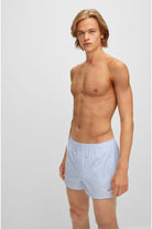 Boss 2 Pack Woven Boxers / Pyjama Shorts - Blue Check-Stripes