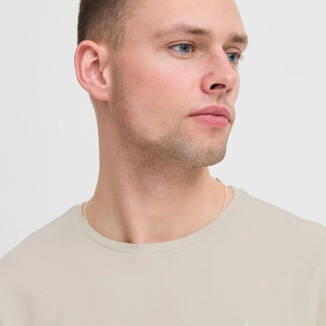 Blend BHDINTON Logo Tee - Crew Neck, Oyster Grey