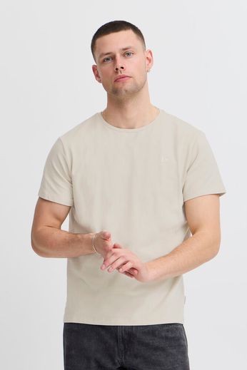 Blend BHDINTON Logo Tee - Crew Neck, Oyster Grey