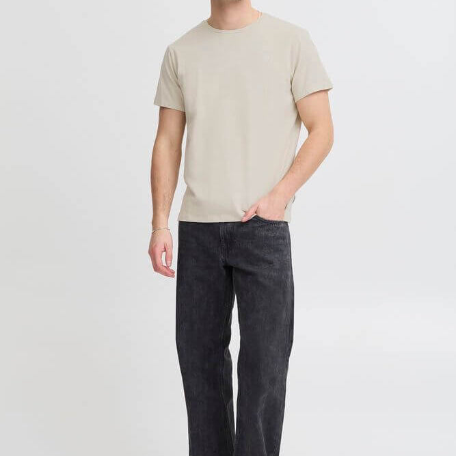 Blend BHDINTON Logo Tee - Crew Neck, Oyster Grey