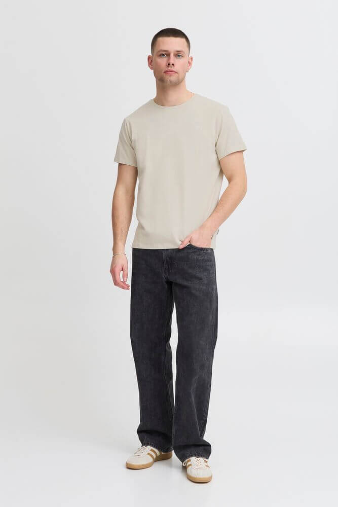 Blend BHDINTON Logo Tee - Crew Neck, Oyster Grey