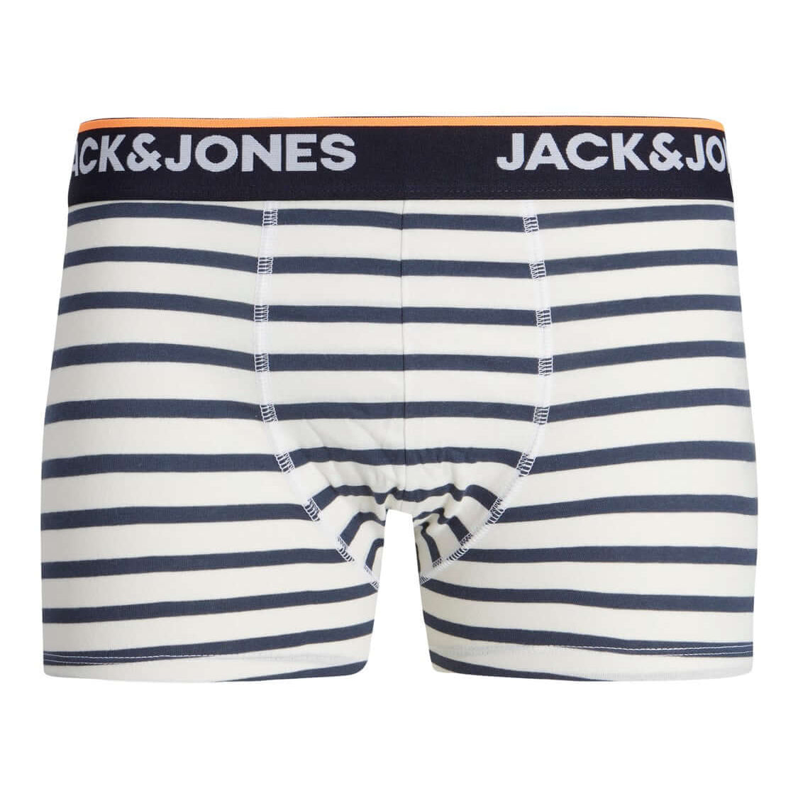 Jack & Jones Jacdave Trunks 3 Pack Cotton Stretch Boxers - Navy/Grey/Stripes
