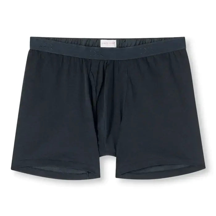 Derek Rose Jack Men’s Pima Cotton Stretch Trunks – Fitted Long Leg, Navy