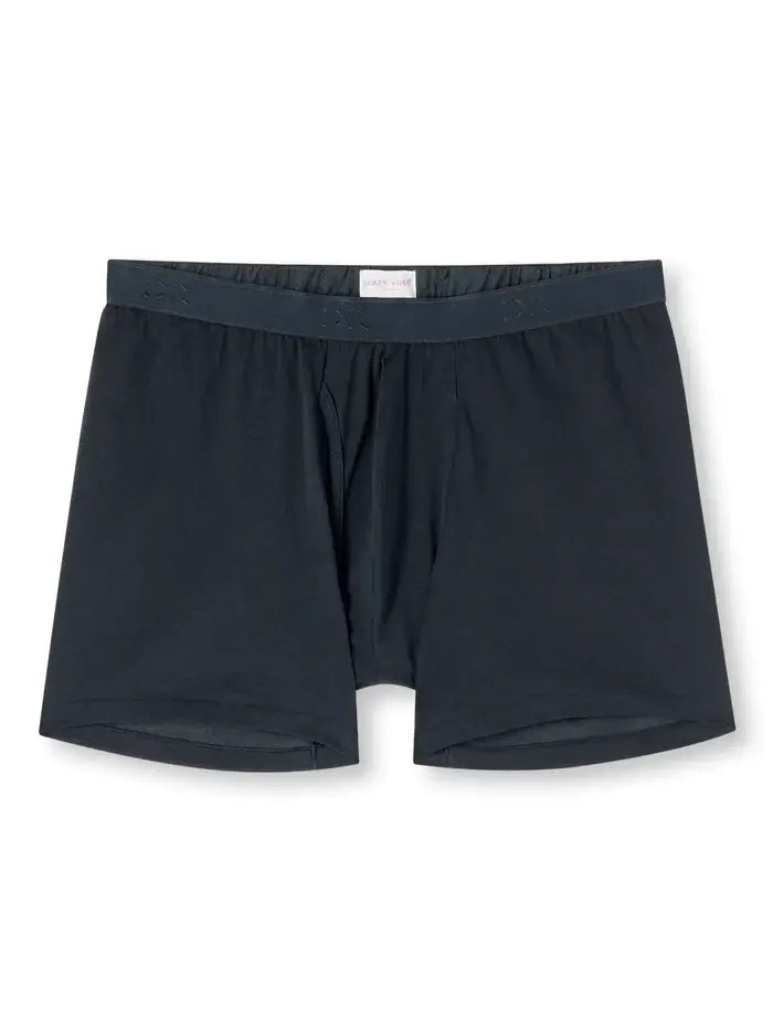 Derek Rose Jack Men’s Pima Cotton Stretch Trunks – Fitted Long Leg, Navy