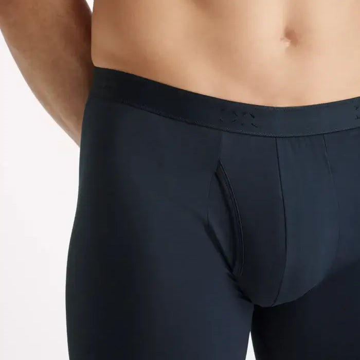 Derek Rose Jack Men’s Pima Cotton Stretch Trunks – Fitted Long Leg, Navy