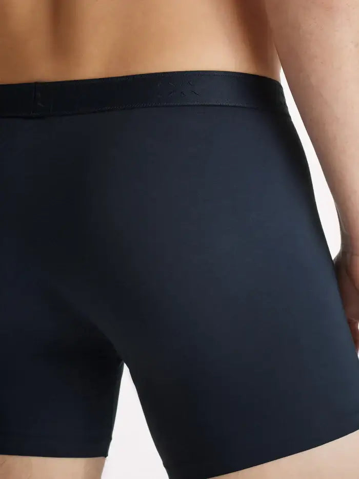 Derek Rose Jack Men’s Pima Cotton Stretch Trunks – Fitted Long Leg, Navy