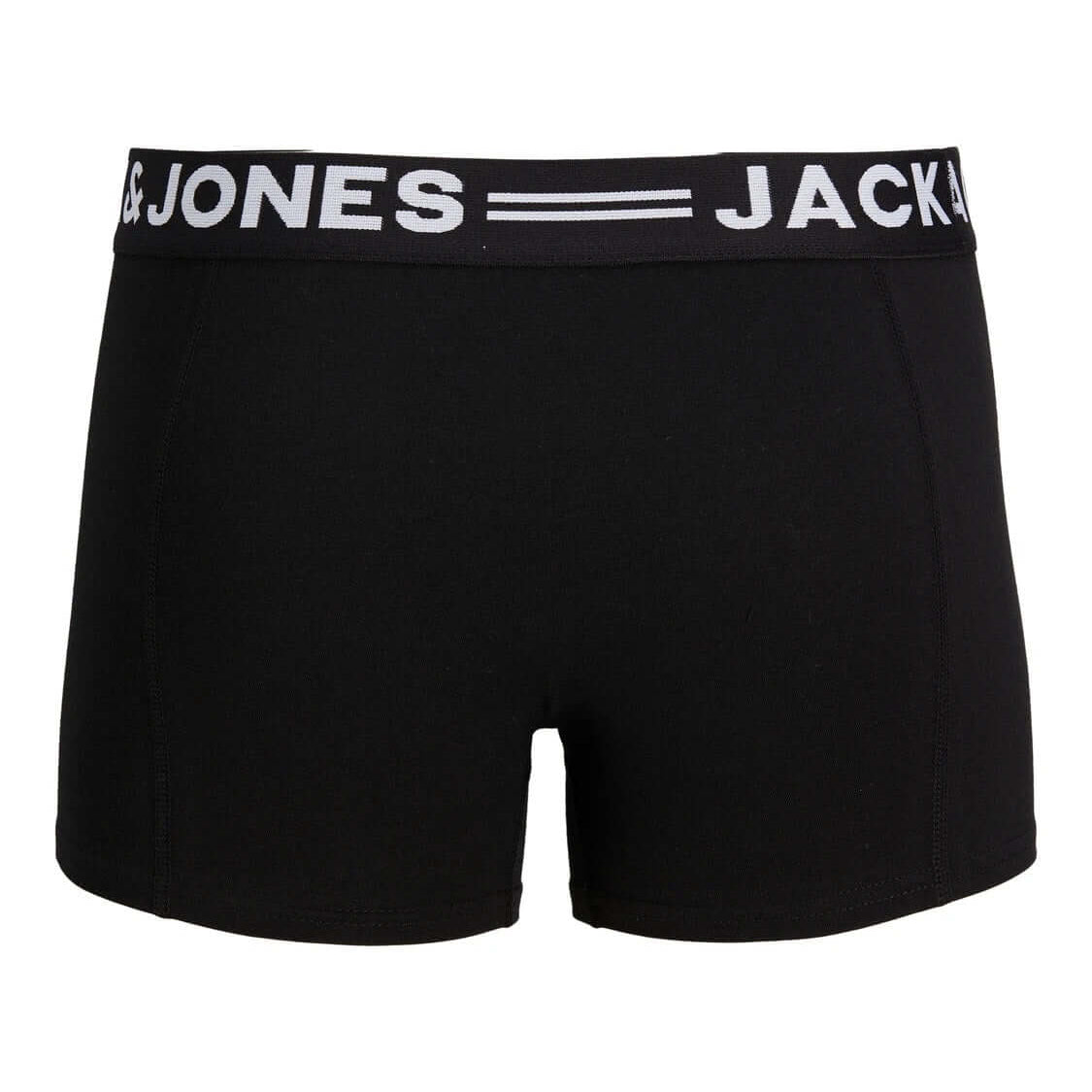 Jack & Jones 3 Pack Cotton Stretch Trunks - Black/Black Waistband