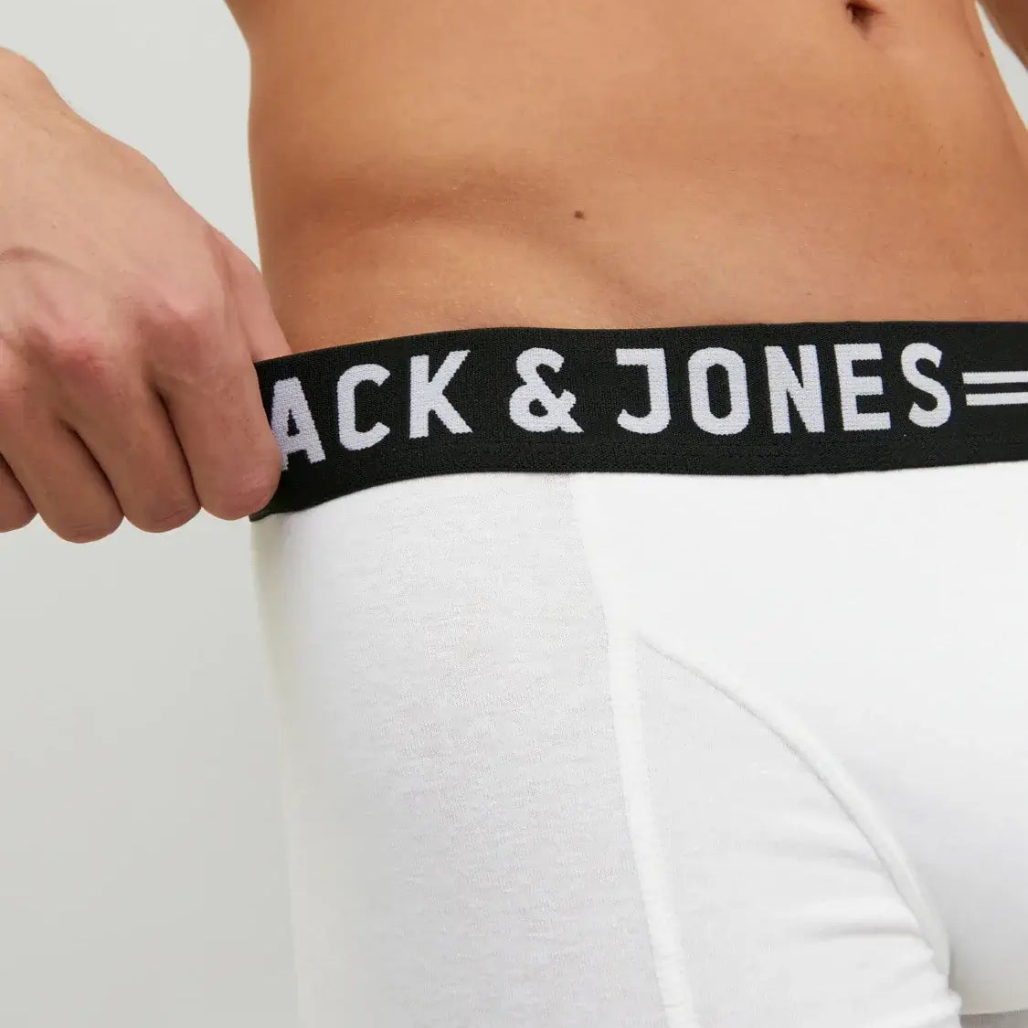 Jack & Jones 3 Pack Cotton Stretch Trunks - Black/White/Grey