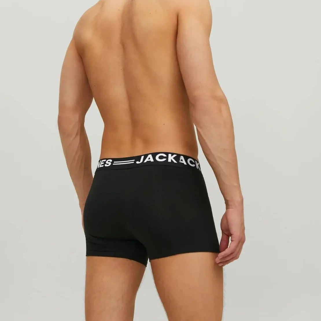 Jack & Jones 3 Pack Cotton Stretch Trunks - Black/White/Grey