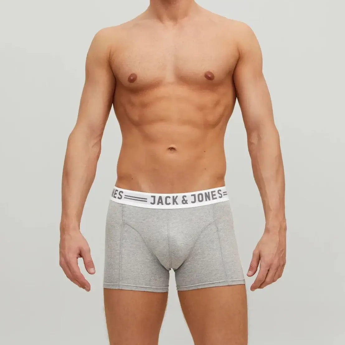 Jack & Jones 3 Pack Cotton Stretch Trunks - Black/White/Grey