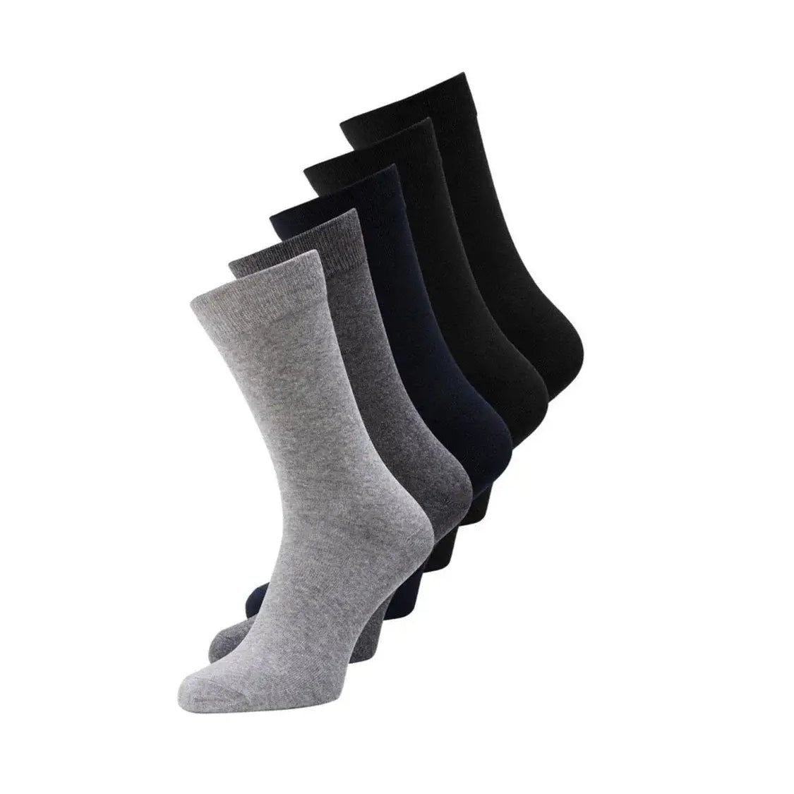 Jack & Jones 5 Pack Jacjens Crew Socks - Black, Navy, Grey