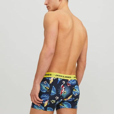 Jack & Jones Jacflower Bird Trunks 3 Pack Cotton Stretch Boxers - Multi Print