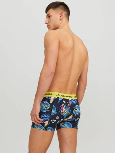 Jack & Jones Jacflower Bird Trunks 3 Pack Cotton Stretch Boxers - Multi Print