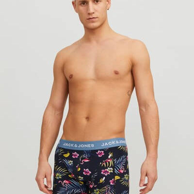 Jack & Jones Jacflower Bird Trunks 3 Pack Cotton Stretch Boxers - Multi Print