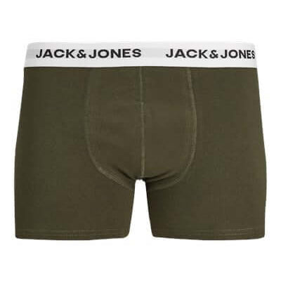 Jack & Jones Jacbasic 5 Pack Cotton Stretch Trunks - Forest Night/Navy Blazer/ Dark Grey Melange/ Black/Black