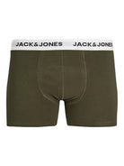Jack & Jones Jacbasic 5 Pack Cotton Stretch Trunks - Forest Night/Navy Blazer/ Dark Grey Melange/ Black/Black