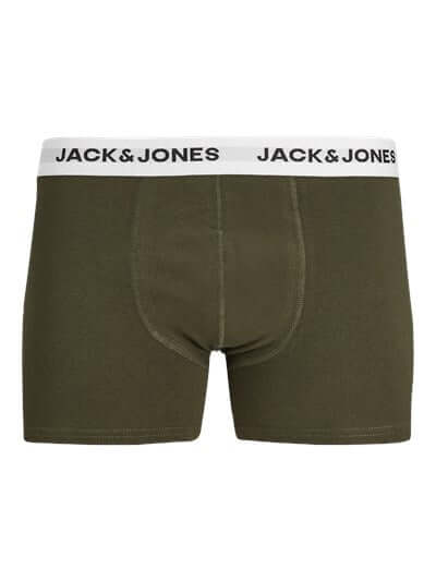 Jack & Jones Jacbasic 5 Pack Cotton Stretch Trunks - Forest Night/Navy Blazer/ Dark Grey Melange/ Black/Black