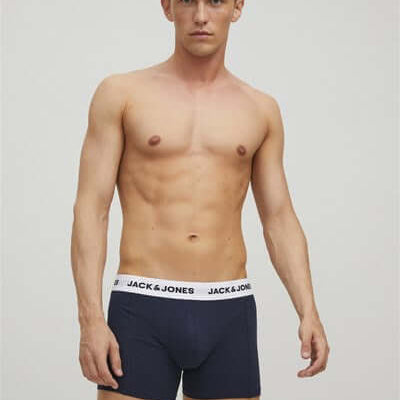 Jack & Jones Jacbasic 5 Pack Cotton Stretch Trunks - Forest Night/Navy Blazer/ Dark Grey Melange/ Black/Black