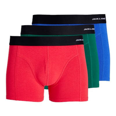 Jack & Jones Jaclucas Bamboo 3 Pack Trunks - Red/Blue/Green