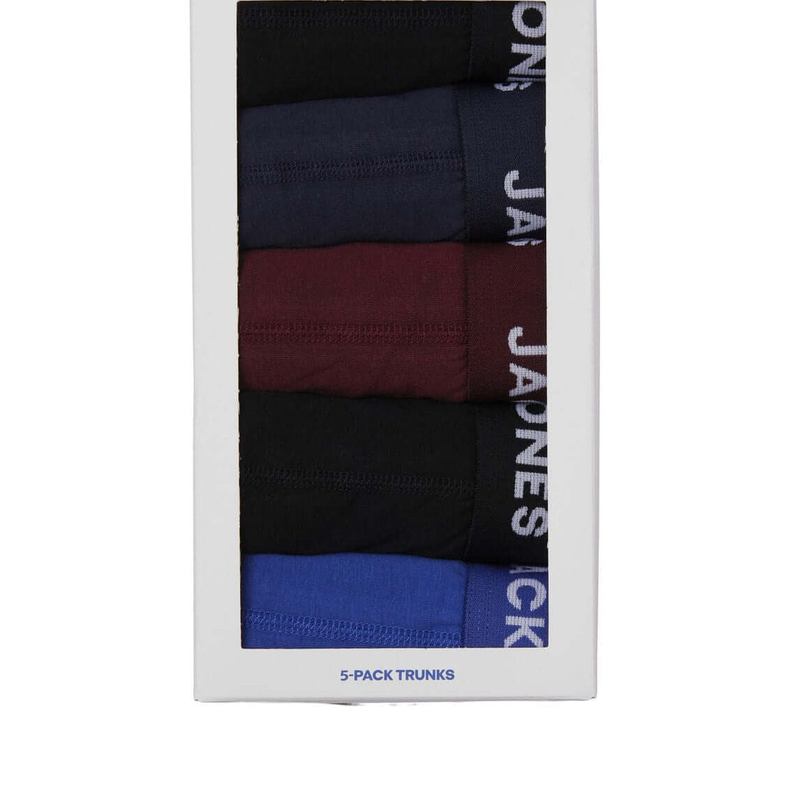 Jack & Jones 5-Pack Cotton Stretch Trunks | Black/Navy/Port Royale – Gift Box