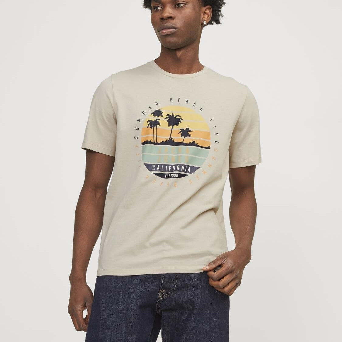 Jack & Jones JJsummer Vibe Crew Neck 100% Cotton T-Shirt