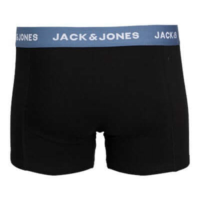 Jack & Jones Jacsolid 5 Pack Cotton Stretch Trunks - Black with Coloured Waistbands