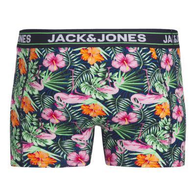 Jack & Jones Jacpink Flamingo Trunks 3 Pack Cotton Stretch Boxers - Navy Blazer, Print