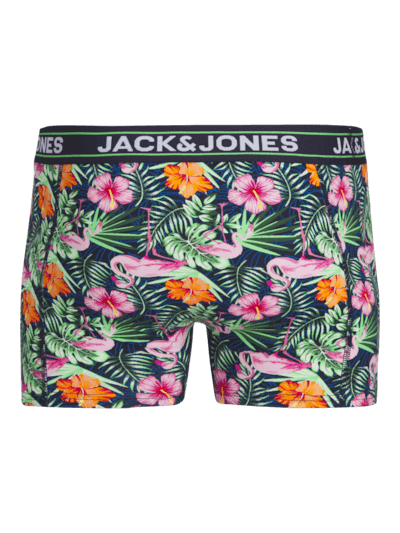 Jack & Jones Jacpink Flamingo Trunks 3 Pack Cotton Stretch Boxers - Navy Blazer, Print