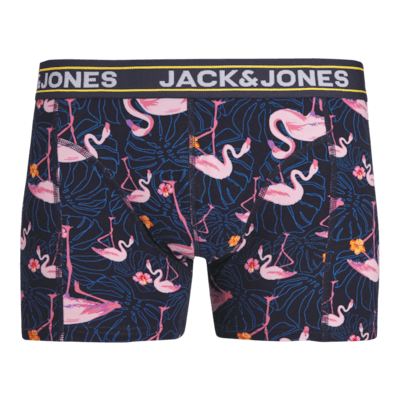 Jack & Jones Jacpink Flamingo Trunks 3 Pack Cotton Stretch Boxers - Navy Blazer, Print