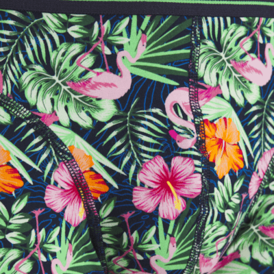 Jack & Jones Jacpink Flamingo Trunks 3 Pack Cotton Stretch Boxers - Navy Blazer, Print
